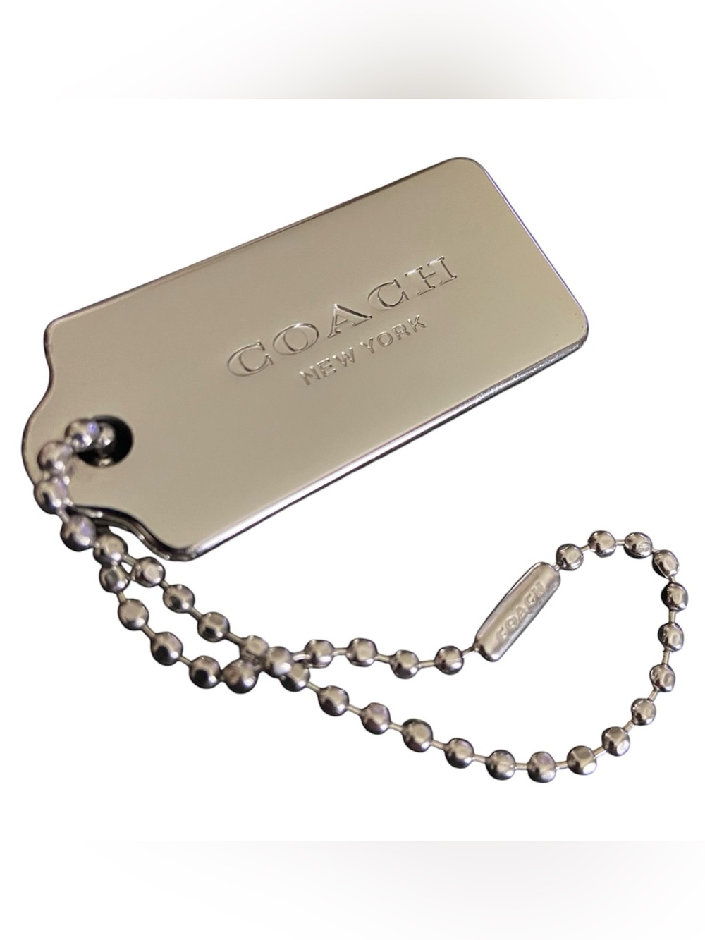 COACH Logo Silver Hang Tag and Chain for Bag